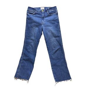 FRAME Jeans Womens 30x26 Blue Denim Le Sylvie Slender Straight Raw Hem‎ Stretch